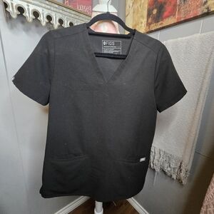 FIGS Women's Black V-Neck 2-Pocket Scrub Top Size SM & Jogger Scrub Pants XS
